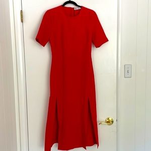 Red Zara double front split long dress.
